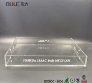 Veľkoobchodné prispôsobené personalizované číre štvorcové akrylové televízne podnosy